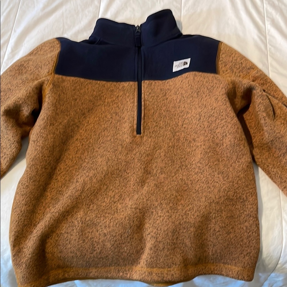 The North Face Brown and Black Zip Up Sweater